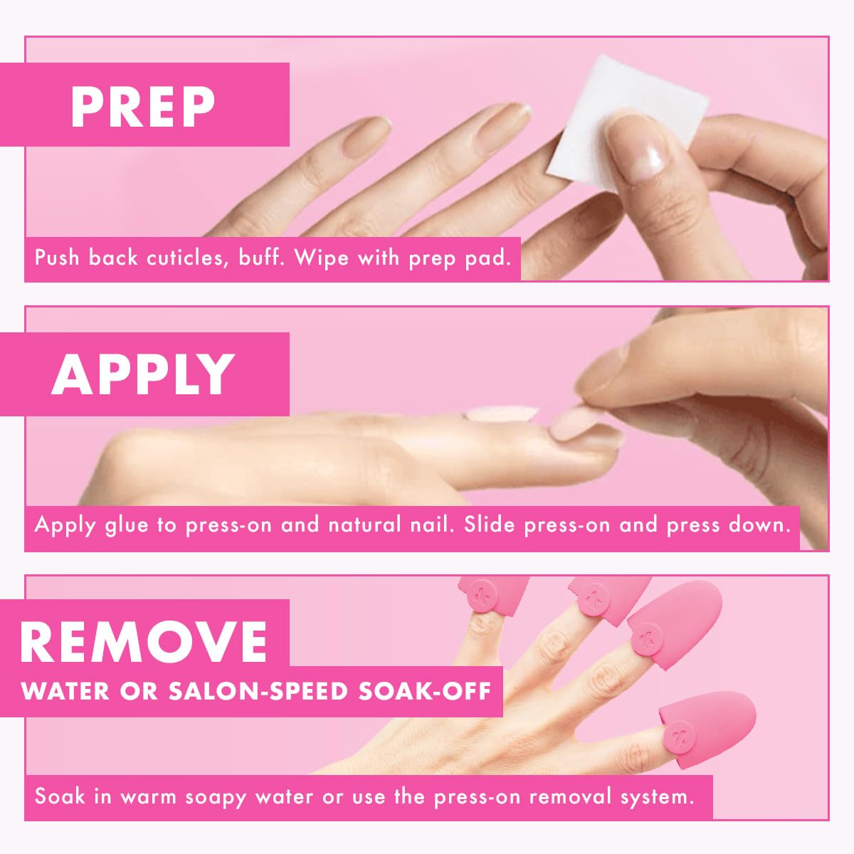 Olive & June Instant Mani Press-On Nails (Glue) | 42 Fake Nails, 21 Sizes | Non-Toxic, Long-Lasting Recycled Materials Realistic Look | Spring Flowers & Patterns | Short, Round | CCT Gradient