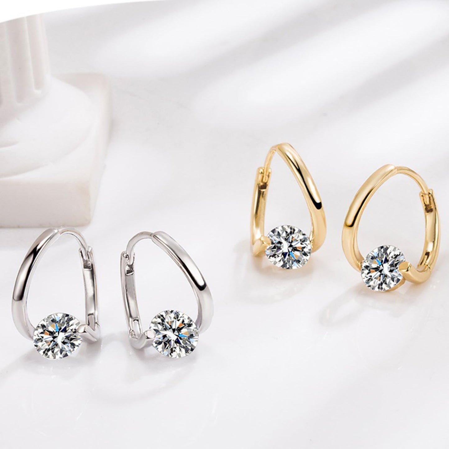 Halolux Lymphatic Germanium Earrings for Women, 2 Pairs Dainty CZ Zircon Acupressure Earrings for Lymphvity Drainage Support Hypoallergenic Ear Jewelry Gift (Gold+Silver)