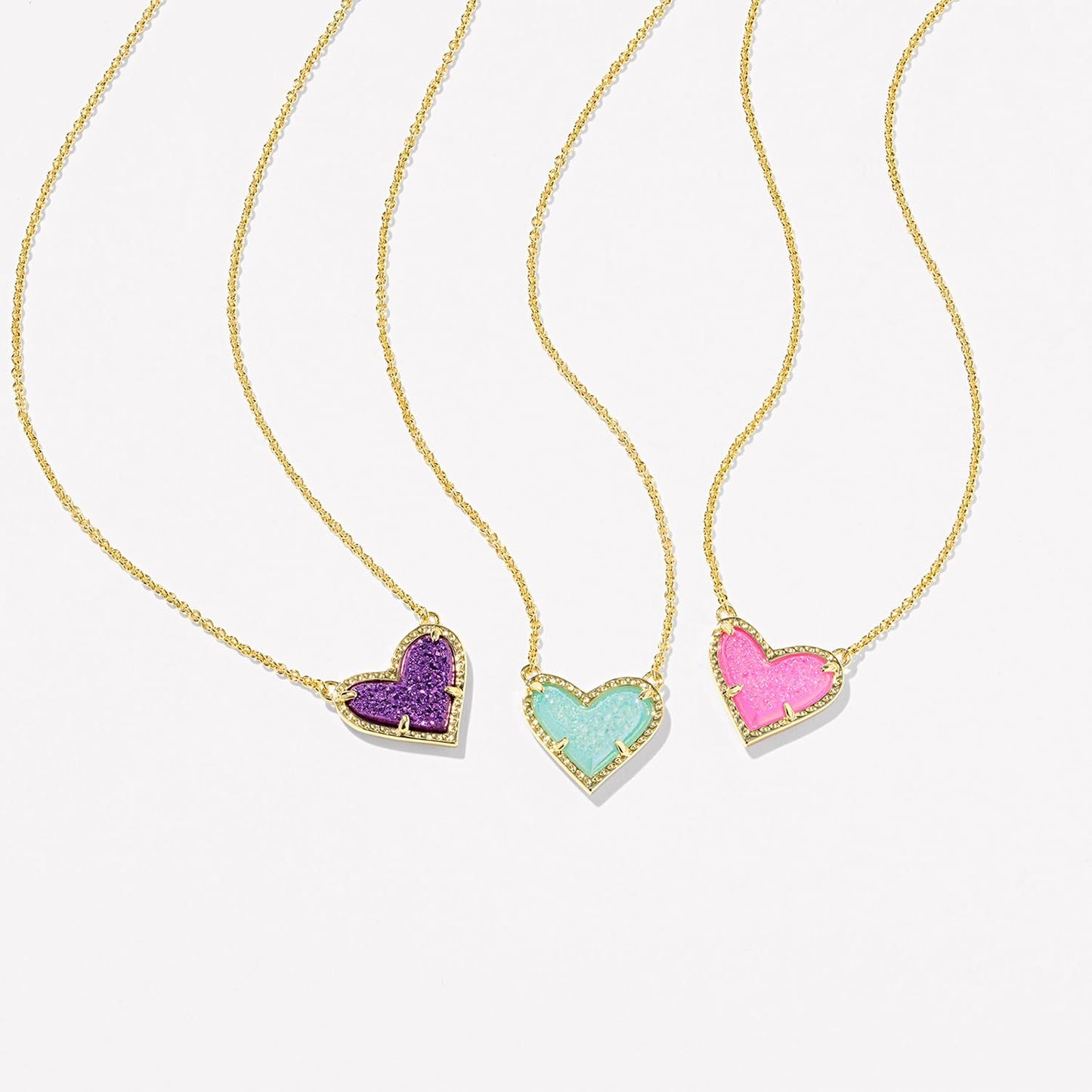 Kendra Scott Ari Heart Pendant Necklace, 14k Gold-Plated Brass, Fashion Jewelry for Women, Purple Drusy