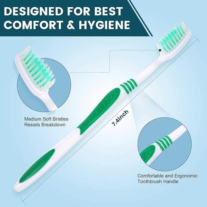Navona 70 PCS Premium Individually Wrapped Bulk Toothbrush Pack, Disposable Toothbrushes, Kids Toothbrush, Medium Soft Bristle Toothbrushes, Ergonomics Handle, Perfect for Travel Hotel Donation