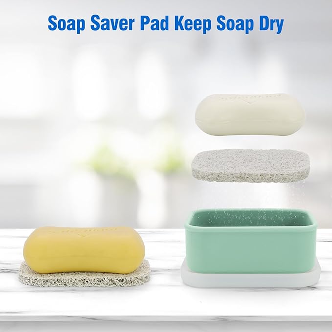AIMAIMAIMAI Compact Leakproof Travel Soap Case, Silicone Travel Soap Bar Container, Portable Soap Box with Drainage Layer for Camping, Gym (Light Green)