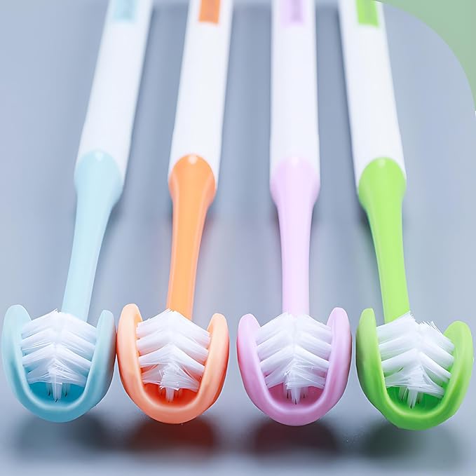 3 Sided Autism Toothbrush Three Bristles for Special Needs Adult Soft Bristles Soft and Gentle for Complete Tooth and Gum Care (Green 1PCS)