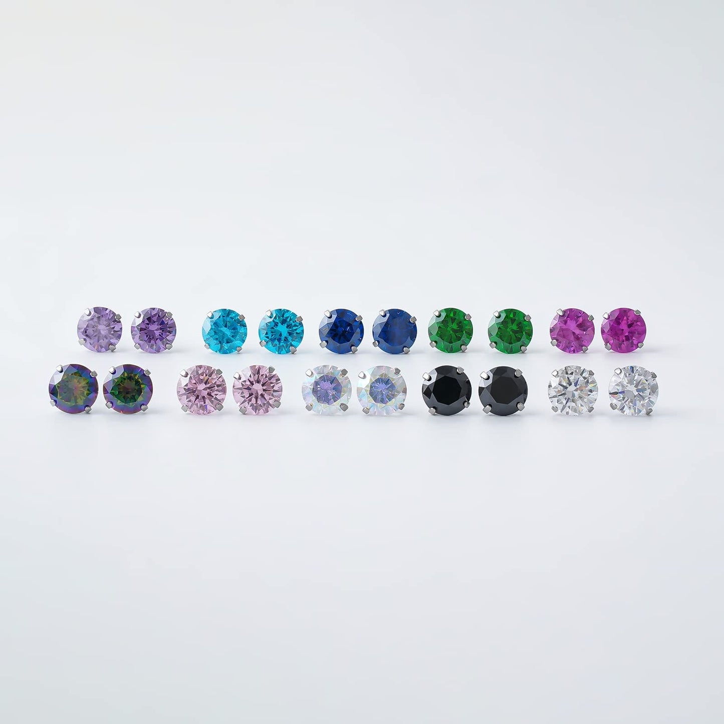 1 Pair Implant Grade Titanium Stud Earrings Set Hypoallergenic 3mm 4mm 5mm 6mm Cubic Zirconia G23 Titanium Earring Studs for Women Men for Sensitive Ear (6mm purple)
