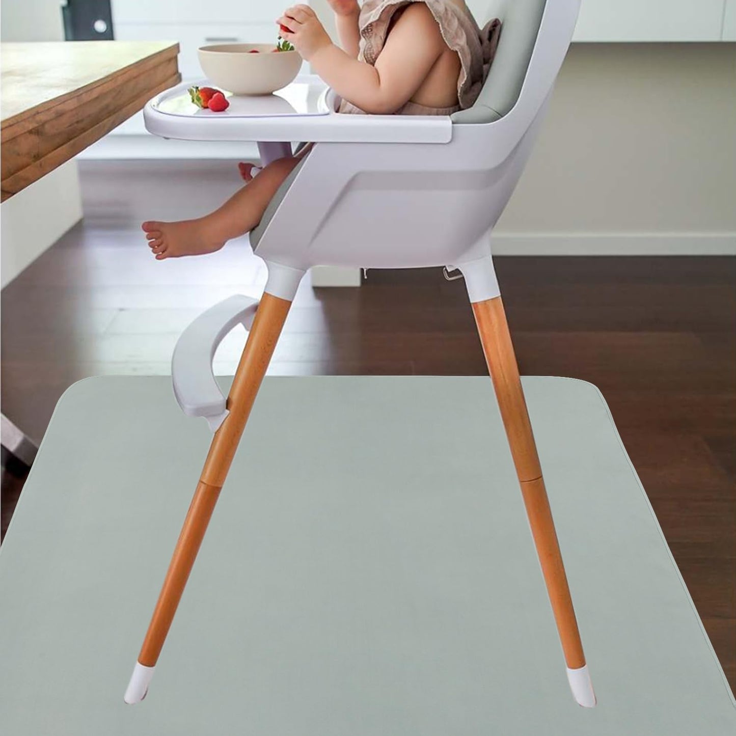 Splat Mat for Under High Chair/Arts/Crafts by CLCROBD, 51" Baby Anti-Slip Food Splash and Spill Mat for Eating Mess, Waterproof Floor Protector and Table Cloth (Gray)