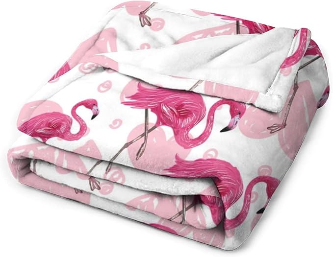 Flamingo Blanket Gifts - 50 x 60 Inches Cute Flamingo Throw for Teens - Light Pink Warm Furry Plush Blankets for Bed