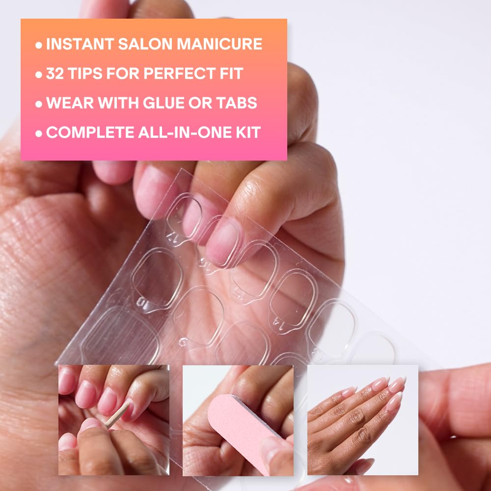 YN Young Nails Press On Nails - Glue On Fake Nails for Women,Medium Oval Shape, Includes Nail Glue, File, Tabs, Quick and Easy Application (Pretty in French)