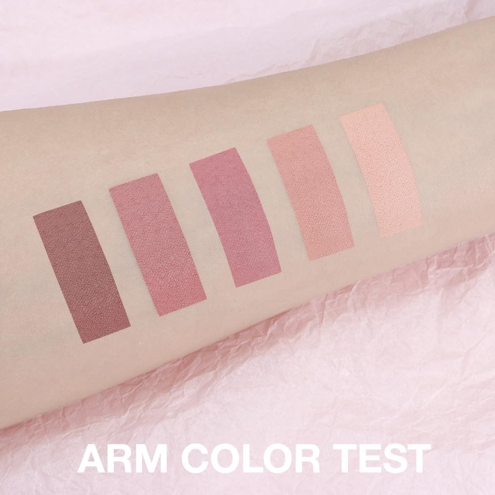5 Color Eye Shadow Palette Makeup, Nude Coffee Pink Brown Dark Brown, Velvety Matte Finish, Highly Pigmented Make up Eyeshadow Palette, Long Lasting Waterproof, Neutral Daily Eye Makeup 04#