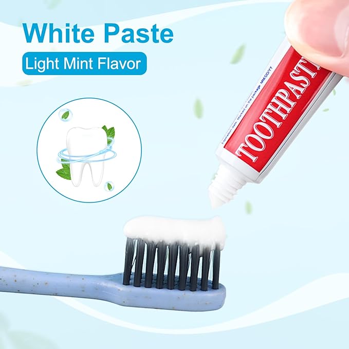 60 Tubes Travel Size Toothpaste in Bulk, Disposable Mini Mint Compact Small Pocket Size Essential Toothpaste for Vacation Hotel Shelter Homeless Nursing Home Charity Camping Single Use 0.17 oz/ 5g