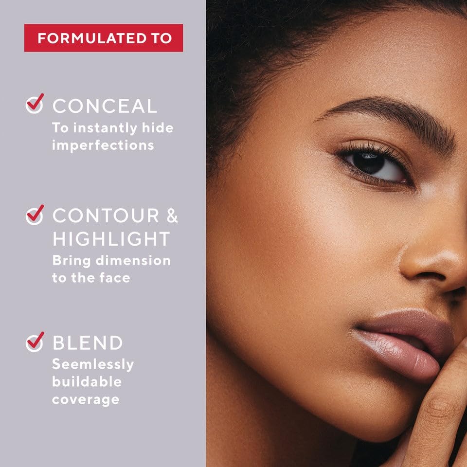 Mirabella Invincible For All Perfecting Under Eye Concealer Full Coverage - Hydrating Makeup Concealer for Dark Circles, Fine Lines & Wrinkles w/Hyaluronic Acid - Deep D220