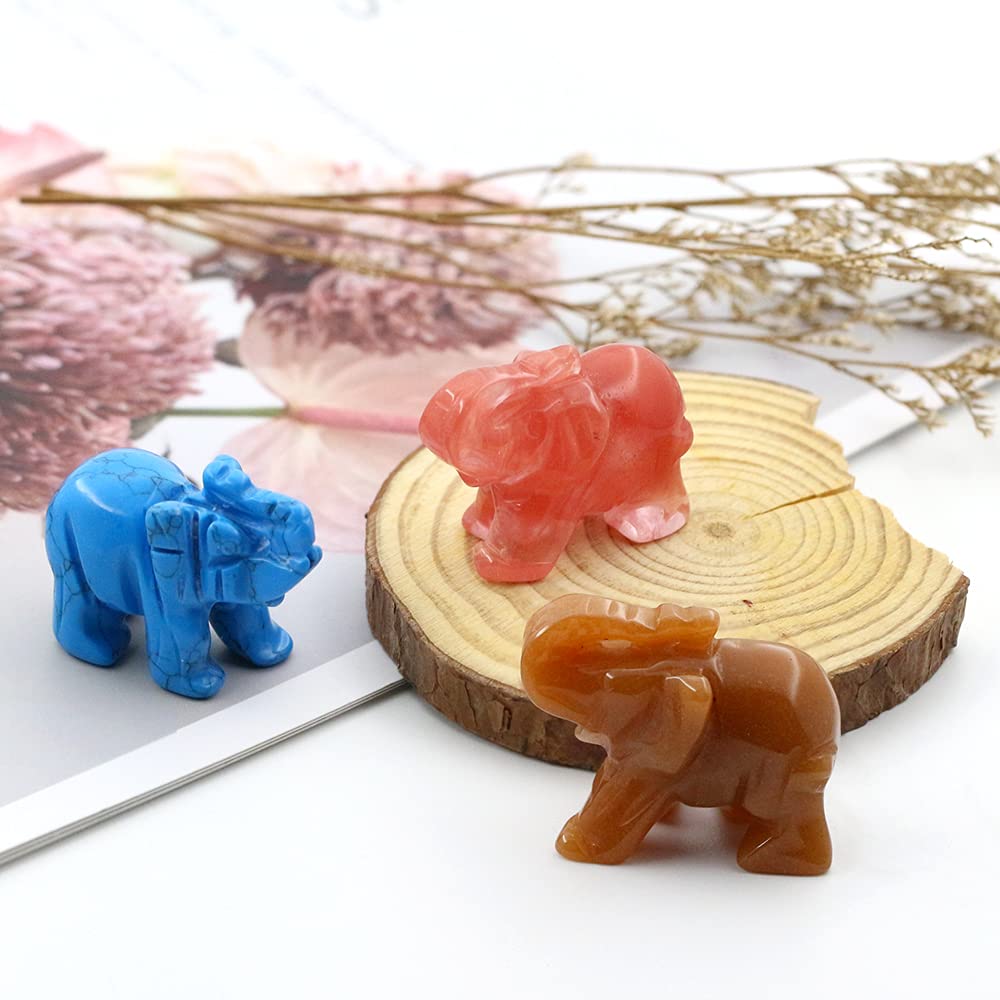 Ouubuuy Africa Bloodstone Crystal Elephant Pocket Guardian Figurine Elephant Statue 1.5 inch for Healing Reiki Spiritual Gift Cute Meditation Office Room Desk Decor