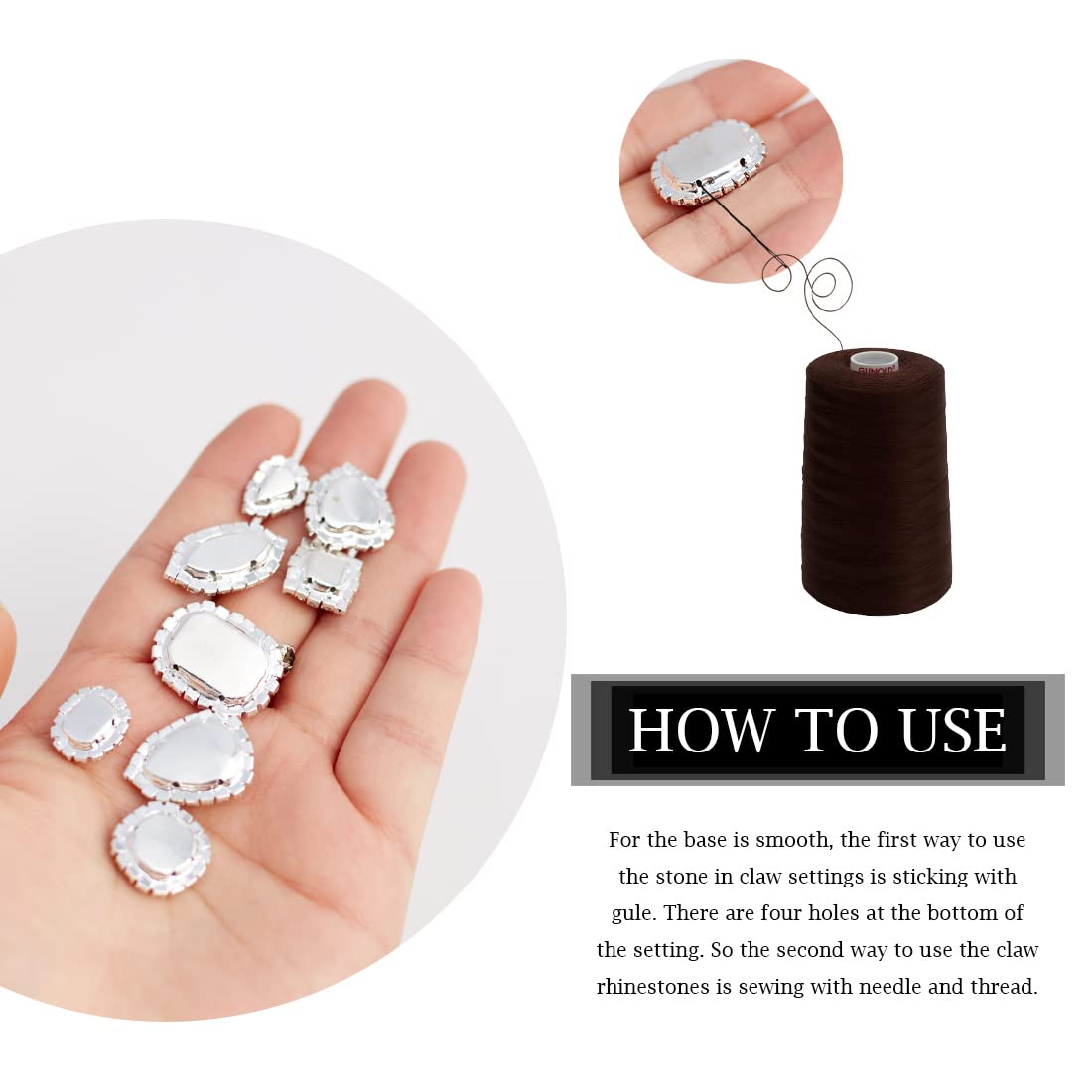 TANOSII Sew on Rhinestones 100 PCS Mixed Shapes Glass Rhinestones Sew on Crystal Gems Mental Flatback with Silver Claw for Jewelry Crafts Clothes Shoes Costume Garment Purple Type 1