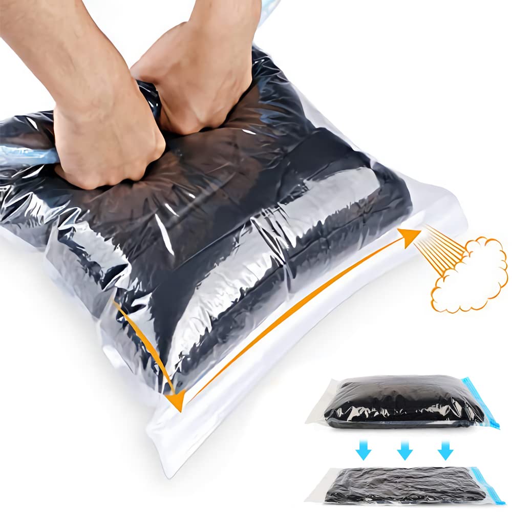 ALMING Compression Bags - Travel Accessories - 10 Pack Space Saver Bags - No Vacuum or Pump Needed - Vacuum Storage Bags for Travel Essentials - Home Packing-Organizers (Blue)