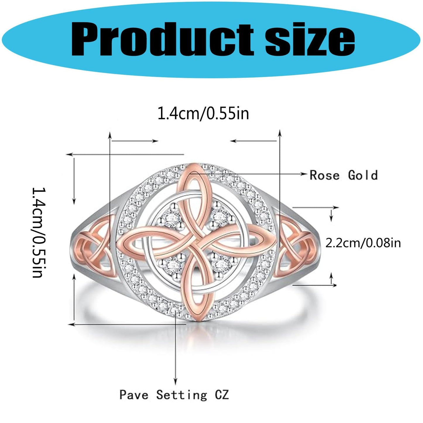 diyebof Women‘s Rings Copper Geometric Band Rings With Two Tone Zircon Accents Designed For Professional And Social Event In Sizes 6 To 10 (8)