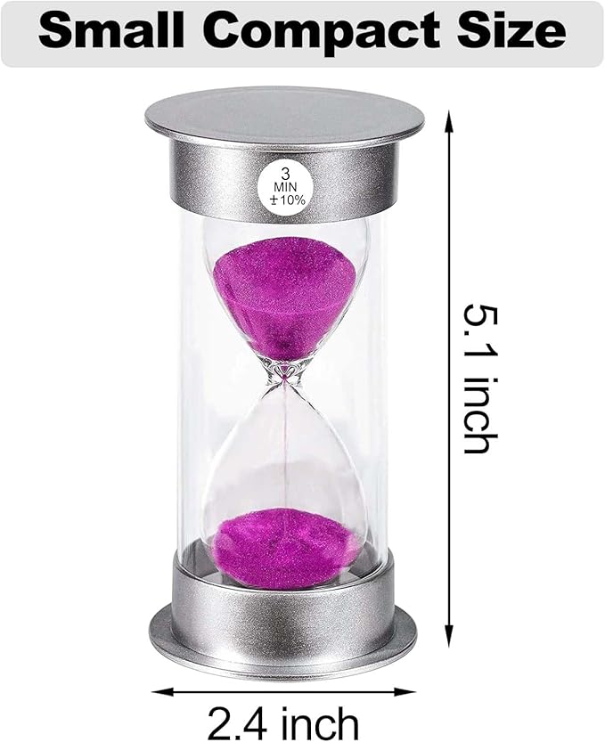 SuLiao Timer 3 Minute Hourglass, Unbreakable Sand Watch 3 Min, Large Purple Sand Clock, Colorful Plastic Hour Glass Sandglass for Kids, Games, Classroom, Kitchen, Decorative