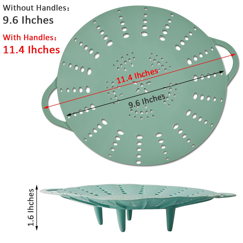 Alimat PluS 1 Pack Silicone Steamer Basket, Silicone Vegetable Steamer Basket with Handles and Strong Feets, 9.6 Inches(Excluding Handle Length)