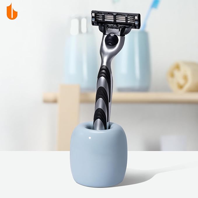 Urbanstrive Ceramic Toothbrush Holders for Bathrooms, Sleek Tooth Brush Holder Toothbrush Stand Tooth Brushing Holder, Portable Bathroom Accessories Organizer, Black, 1 Pack