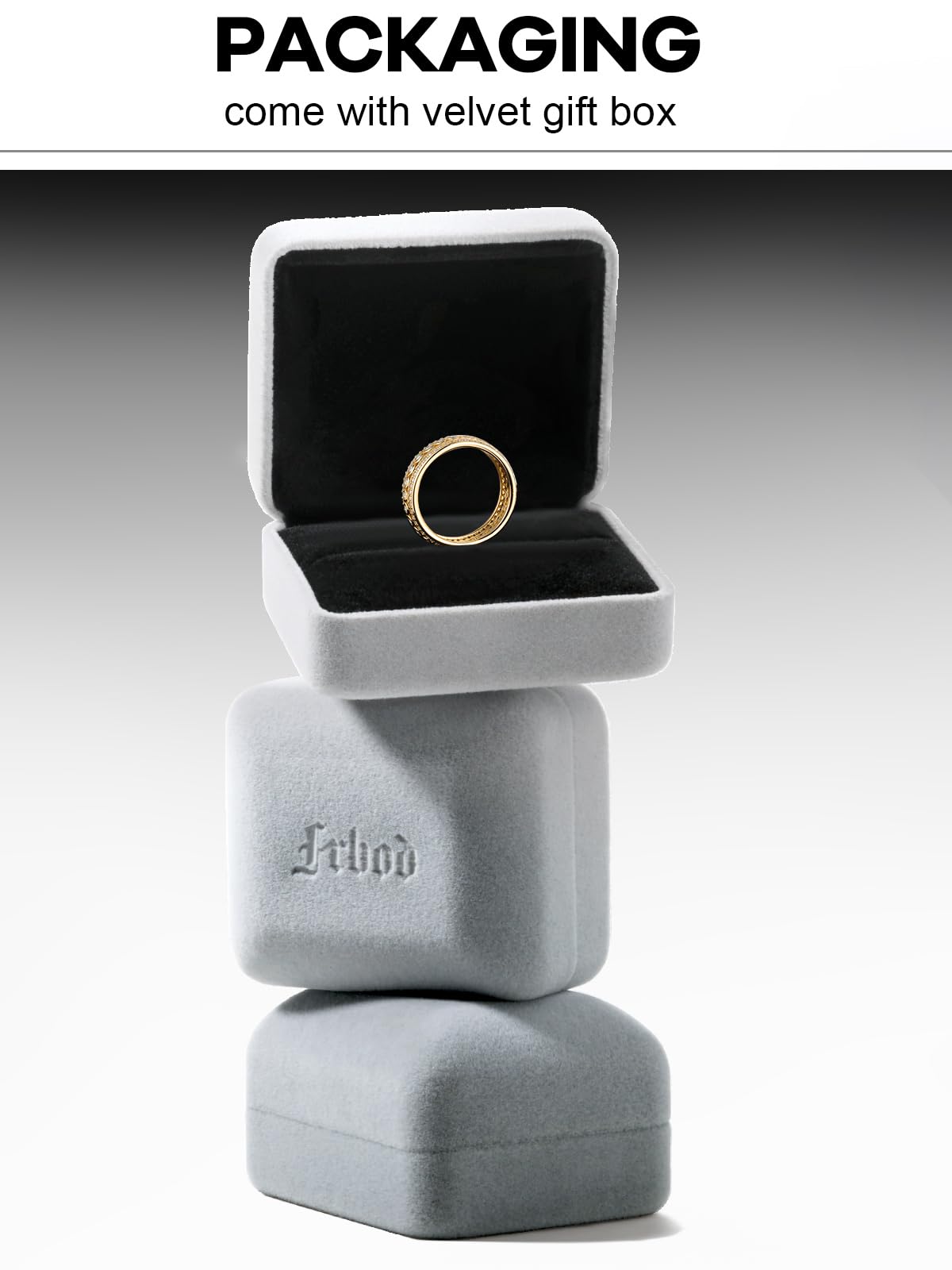 Frbod Women's Eternity Moissanite Bands Chunky Engagement Rings Hypoallergenic Gold Plated Diamond Jewelry Size 5