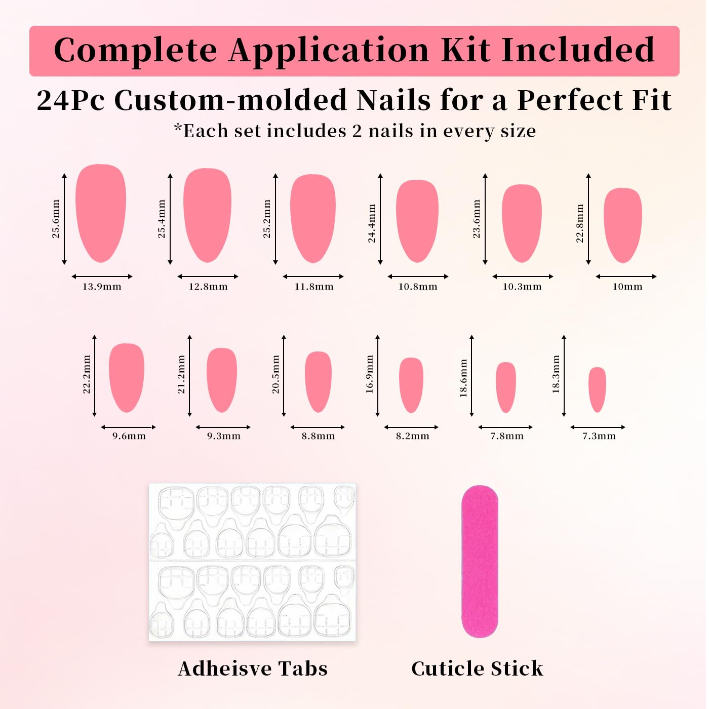 Goolich Milky Pink Press On Nails Medium Almond,Lilac Leopard French Tip Nails Press ons Set with Adhesive Tabs, 24 Pcs 12 Size Reusable Full Cover Glue on Nails for Women
