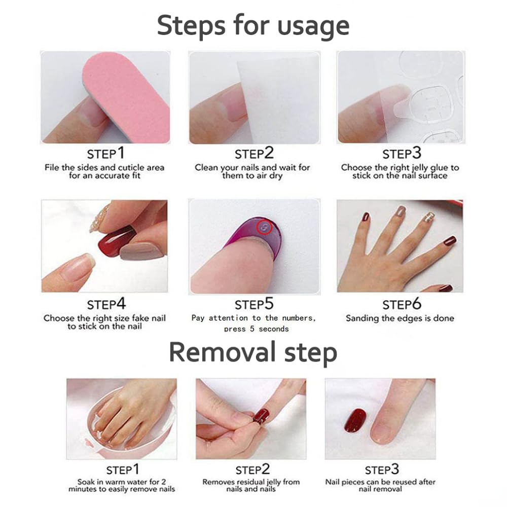 Oval Press On Nails - Medium Length Almond Handmade Unique Fake Nails, Short Thick Acrylic and Muti-Layer Gel False Nails, Valentine's Day press ons (Size S)