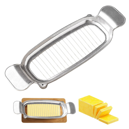 Butter & Cheese Slicer Cutter, Stainless Steel Wire Cheese Slicer, Safe for Food Contact, Multipurpose Handheld Butter Cutter for Block Cheese, Butter, Soft Fruits, and Dishwasher Safe