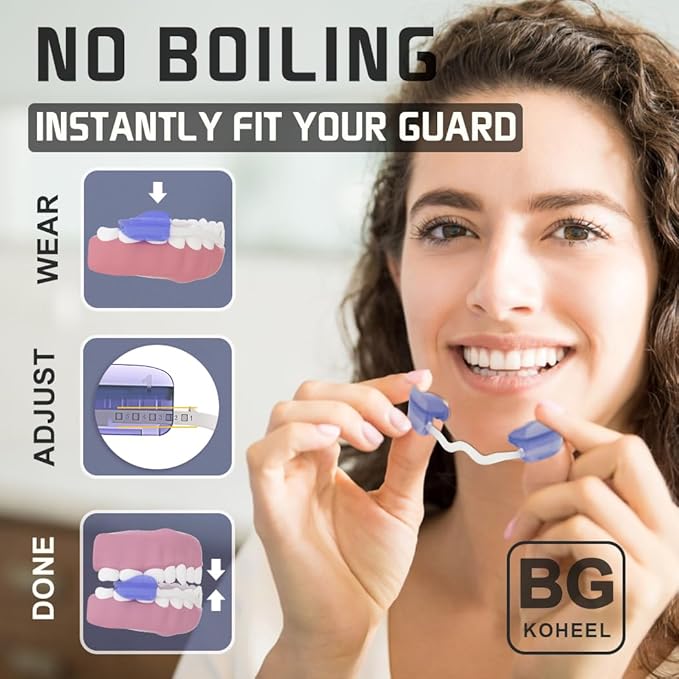 KOHEEL BG Adjustable Night Guard for Teeth Grinding, No-Boil Dental Guard for Bruxism Relief, 2 Count (Medium)