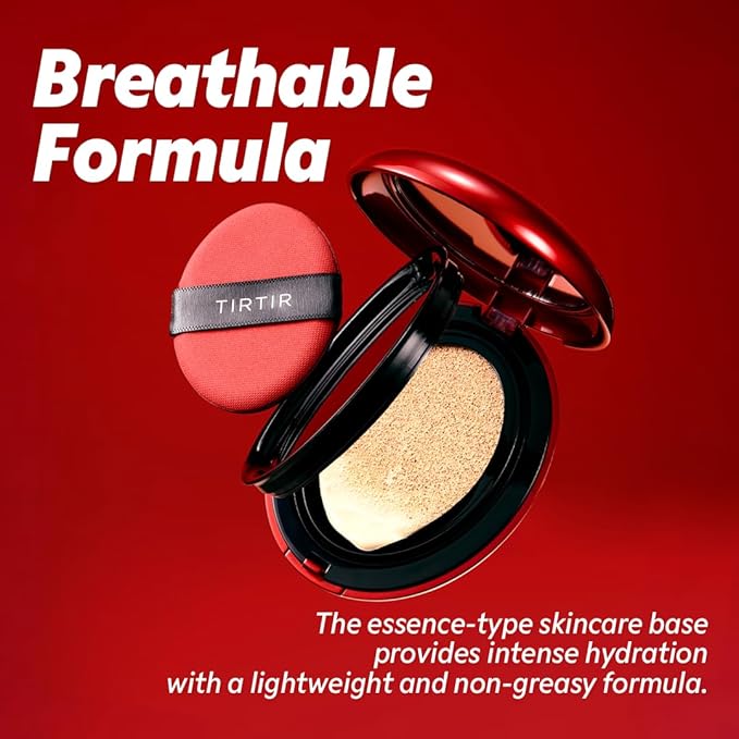 TIRTIR Mask Fit Red Cushion Foundation | Full coverage, Weightless, Skin fit, Satin Glow Finish, Korean Makeup BB Foundation, beauty, Tattoo cover up, Buildable (#17N Vanilla, 0.63 Fl Oz)