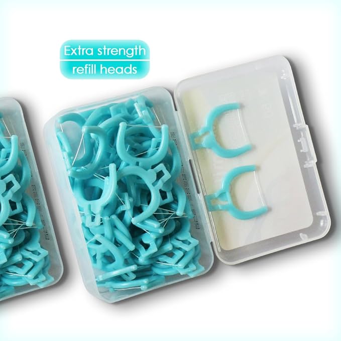 T.Smile NoFuss Dental Flosser Kit, 5-inch Long Handle & Refill Heads, Extra-Strength Floss for Comfortable Clean, Fluoride Free (120 Extra-Strength Floss Refills)