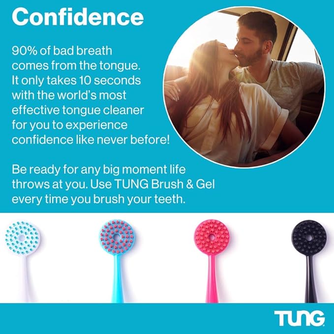 Tung Tongue Gel, Natural Mint Blast Tongue Cleaner Paste, Bad Breath Odor Eliminator, Halitosis Defense, BPA Free, USA Made (4-Pack)