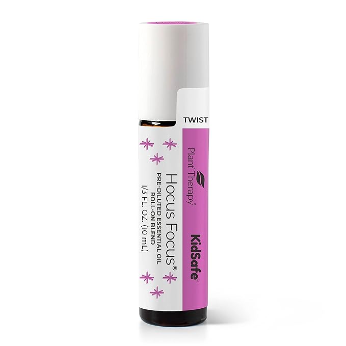 Plant Therapy Hocus Focus KidSafe Essential Oil Blend Pre-Diluted Roll-On 10 mL (1/3 oz) Pure, Therapeutic Grade - Kids Blend for Focus