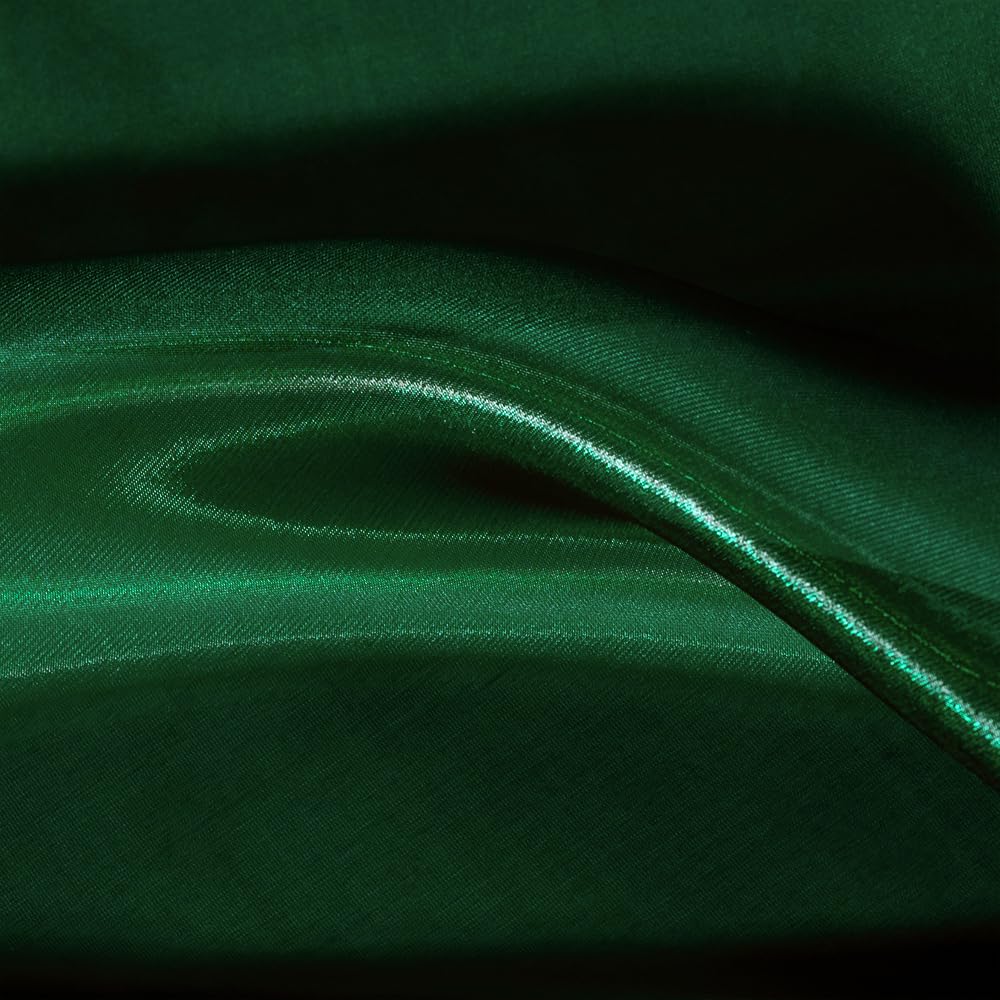 Forest Green See Through Fabric, 5 Yard Organza Fabric, Silky Glitter Translucent 44" Wide Tulle Material for Wedding Dresses Fashion DIY Crafts Party Event Decorations