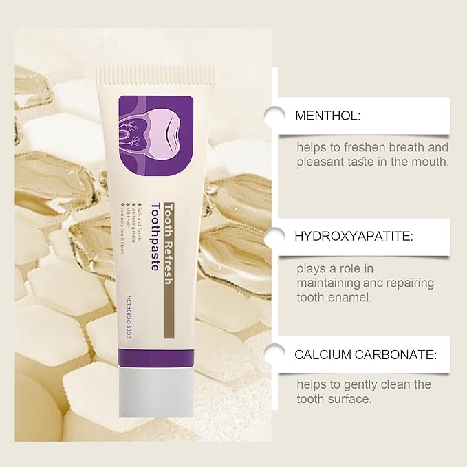Natural Tooth Refresh Toothpaste,Hydroxyapatite Toothpaste, Enamel Protection and Tooth Strengthening, for Fluoride-Free Formula for Sensitive Teeth (2pcs)