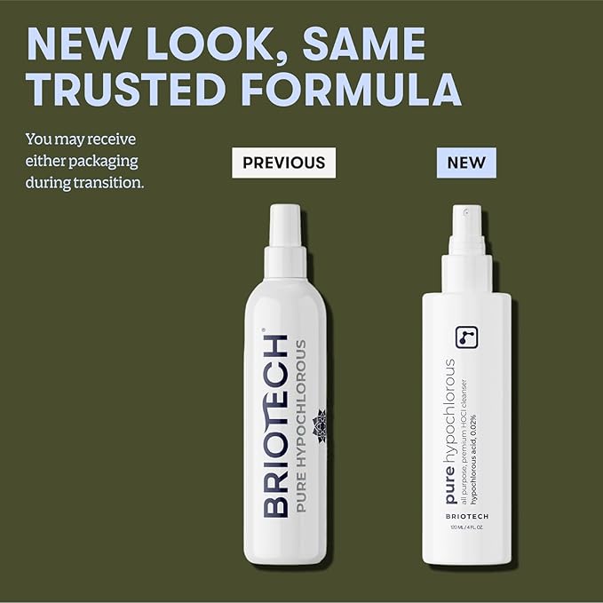 BRIOTECH Pure Hypochlorous Acid Spray and Cleanser, Original Premium HOCl Topical Solution, Multi-Purpose Cleaner, Family Approved & Pet Friendly, 2 fl oz Travel Size (2 Pack)