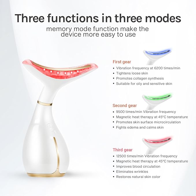 Ms.W Red Light Facial Massager, Face Massager Tool for Skin Care with LED, Thermal, and Vibration,Tightenings and Rejuvenation for Face and Neck