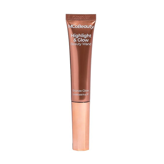 MCoBeauty - Highlight and Glow Beauty Wand - Buildable Liquid Highlighter - Bronze Shade - Liquid Cream with Cushion Applicator for Soft, Radiant Finish - Highlighters Makeup