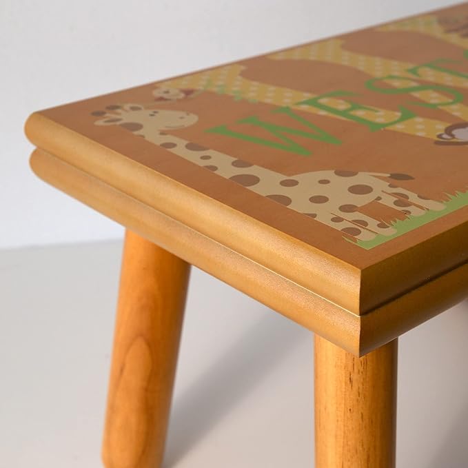 Let’s Make Memories Personalized My Own Name Step Stool - Children’s Step Stool - Sturdy Wood – Non-Toxic Paint, Sealer - Turtle Design - Natural - 14’Wx9.25”Lx8.75”H - Ages 3+