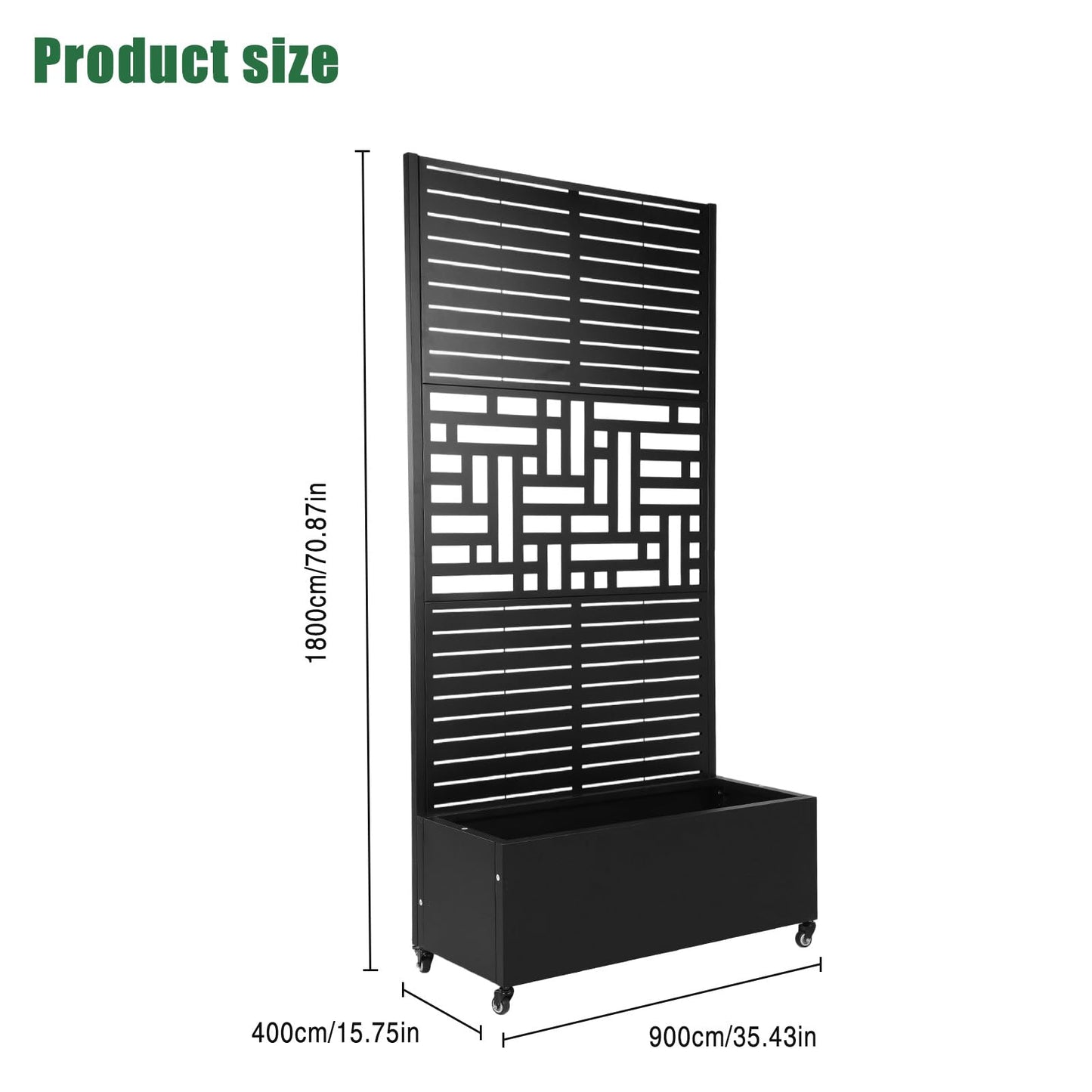 CervidomePro Metal Planter Box with Trellis Standing Planter Box for Climbing Plants/Vines Raised Garden Bed On Wheels 70.87x35.43x15.75 Inch