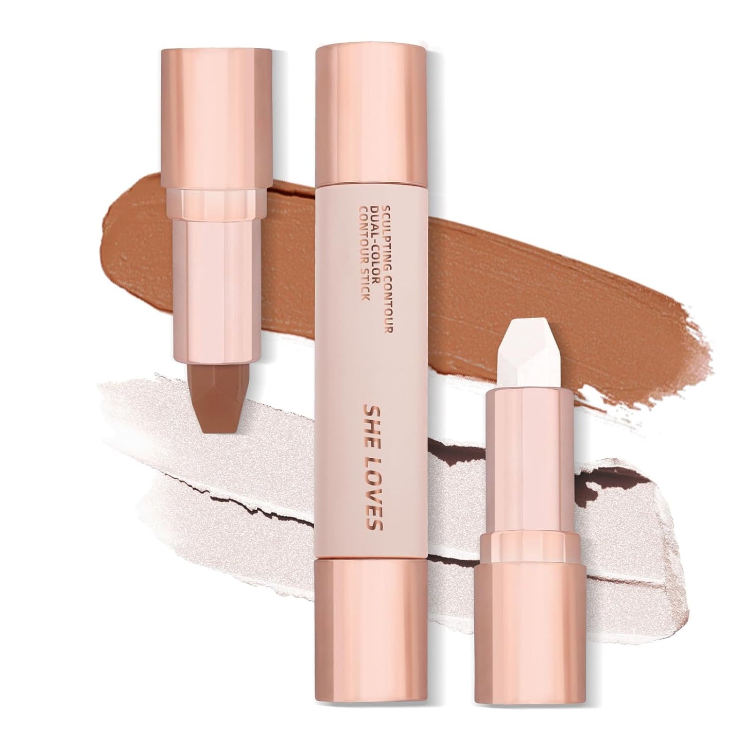 Contour Stick, Highlighter Makeup, 2 in 1 Cream Bronzer Stick-Blendable, Moisturizing Formula-Lanolin, Beeswax, Smooth Waterproof Long-lasting Effect, Buildable Contour Stick Makeup For Face (01#)