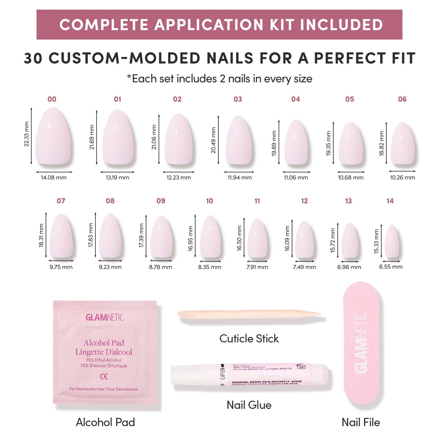 Glamnetic Press-On Nails Bundle - Sugar Doll & Think Pink | Short Almond Milky Fake Nails | Light Pastel Short Oval Fake Nails | Durable, Salon-Quality Nail Kits