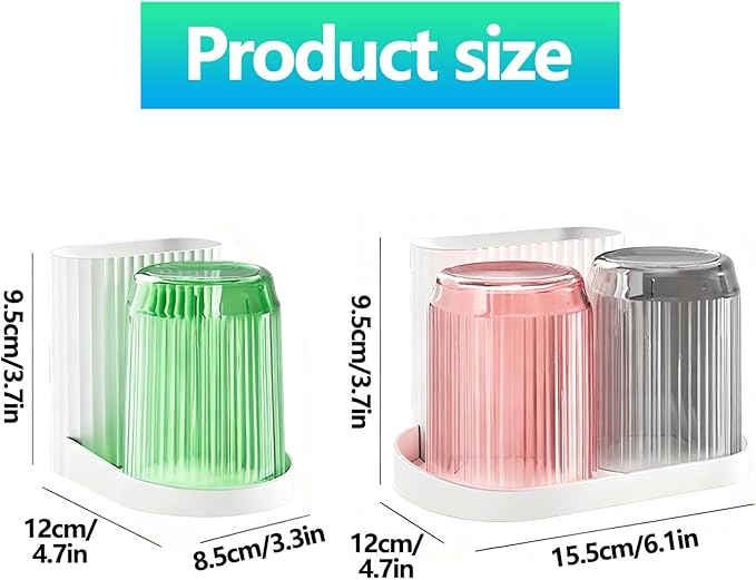 Toothbrush Holder,Bathroom Toothbrush Holder Suitable for Bathroom Organizer Place The Cup Upside Down to Drain Bathroom Stands for Storing Toothpaste Toothbrushes and Other Toiletries (Gray + Pink)