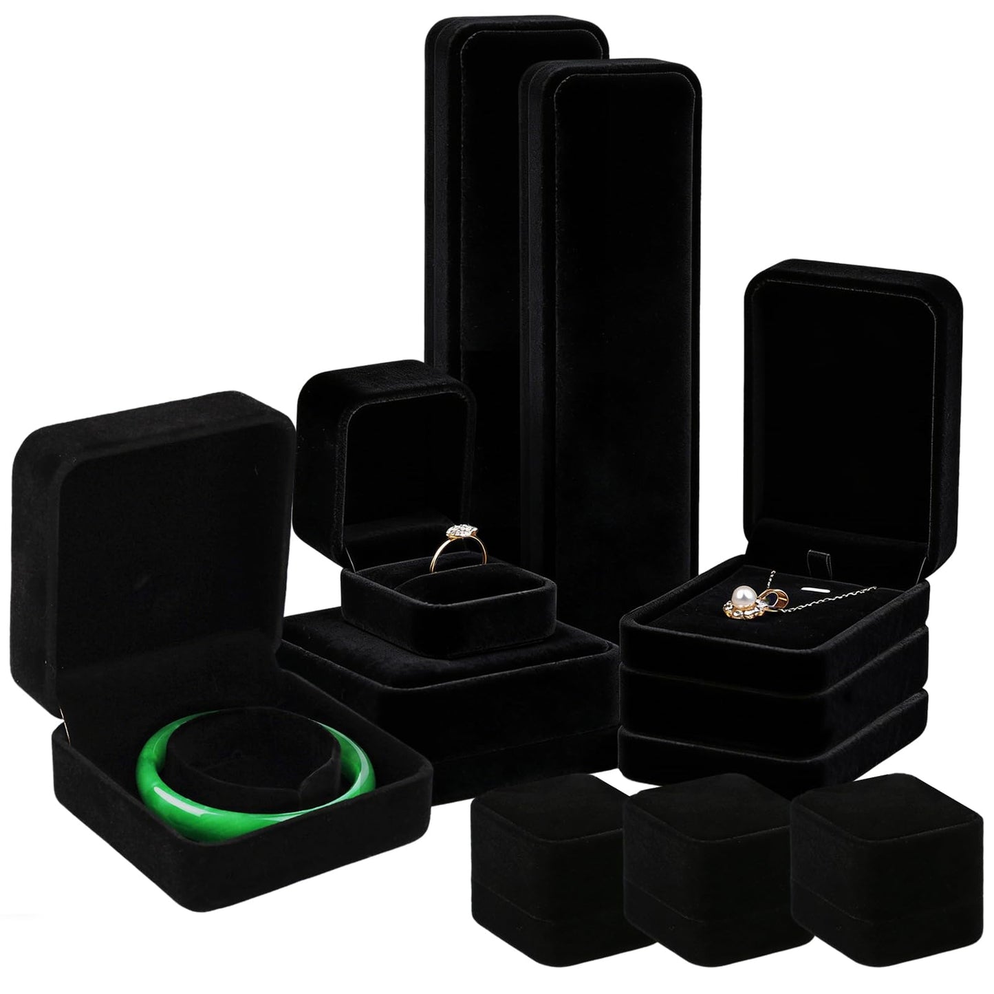 LUOLIPEYA 10 Pack Velvet Jewelry Gift Boxes for Bracelet Necklace Pendant Ring Earring Display Case Jewelry Box Storage Organizer Holder for Wedding