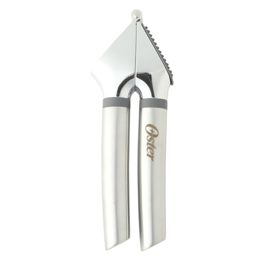 Oster Chadswyck 7.7” Garlic Press, Stainless Steel Garlic Mincer & Crusher, Easy Squeeze, Dishwasher Safe