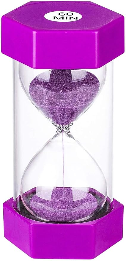 Sand Timer 60 Minutes Hourglass Timer, Giant Purple Sand Clock 60 Minutes, Plastic 1 Hour Glass Colorful Sandglass Timer for Kids, Games, Classroom, Kitchen, Decor
