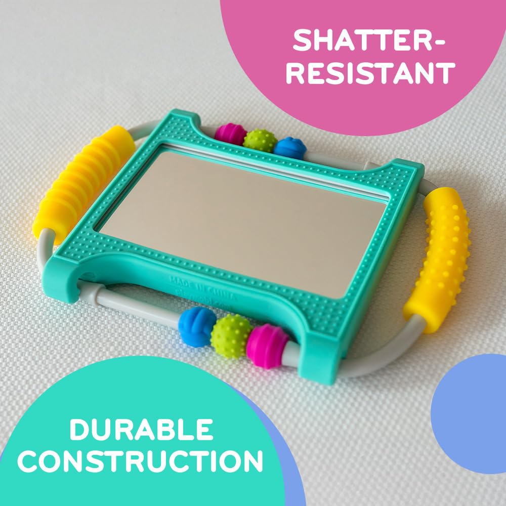 Mobi Peeka Activity Toy - Tummy Time Baby Mirror, Food Grade Silicone Montessori Toys, Shatterproof Mirror for Babies, BPA and Phthalate Free - for 0-6 Months Newborns and Up