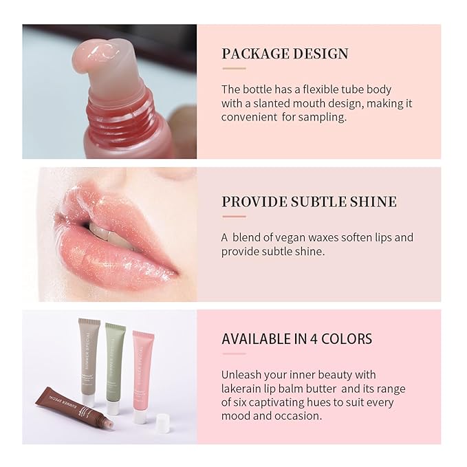URQT Summer Special Lip Butter Balm, Hydrating, Nourishing & Softening Lip Care with Natural Oils & Fruit Extracts, Long-Lasting Moisture, Non-Sticky Shine, Soften Dry Lips Lip Care (#3 lced Coffee)