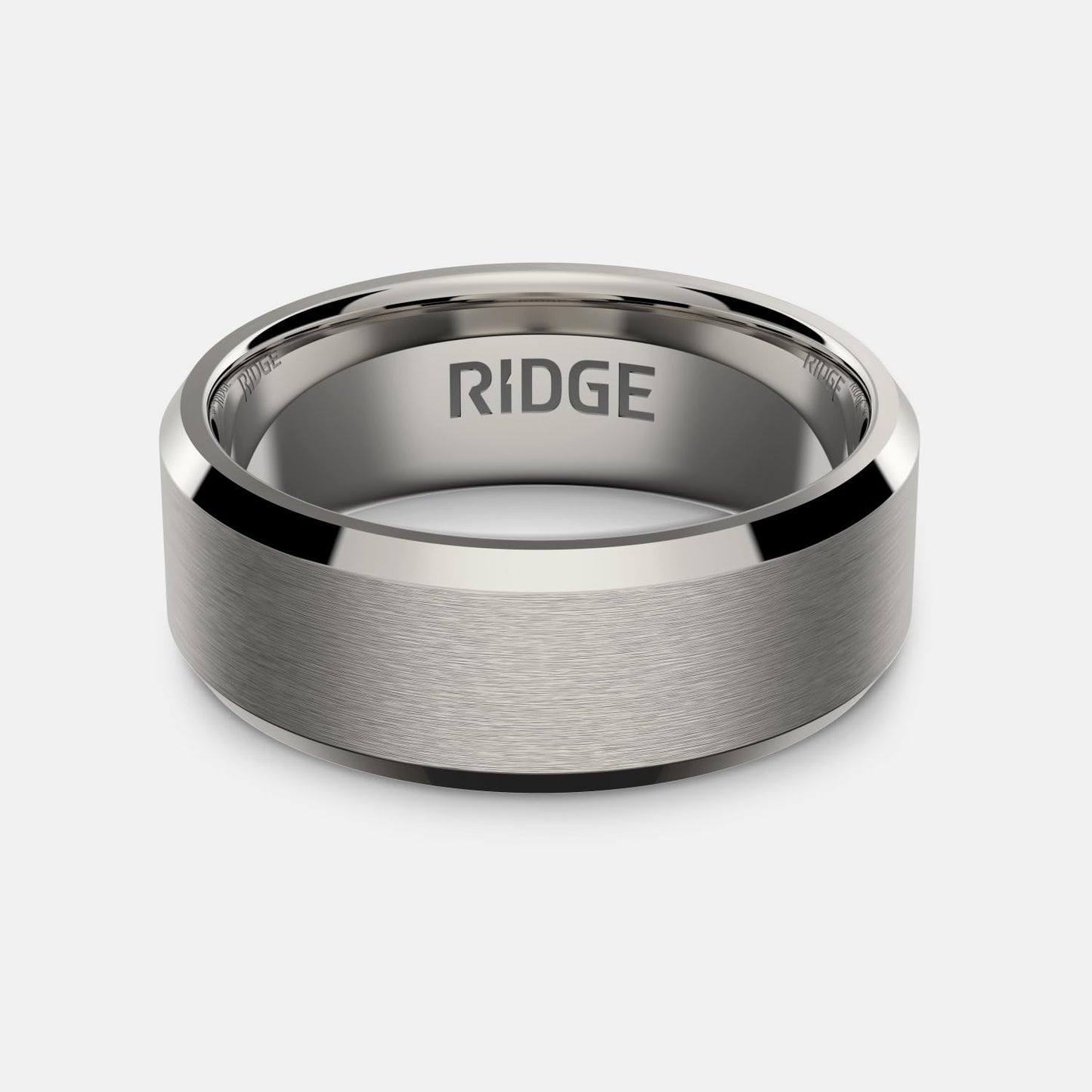 Ridge Beveled Ring Set 8mm - Platinum - 7.5