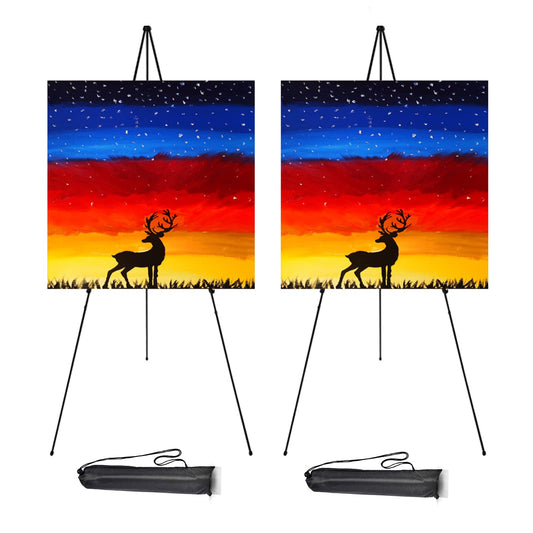 63" Easel Stand for Wedding Sign - Adjustable Easels for Display Painting Canvas - Metal Floor Easels with Portable Bag Fit for Lobby,Exhibition,Holds 4lbs,2Pack