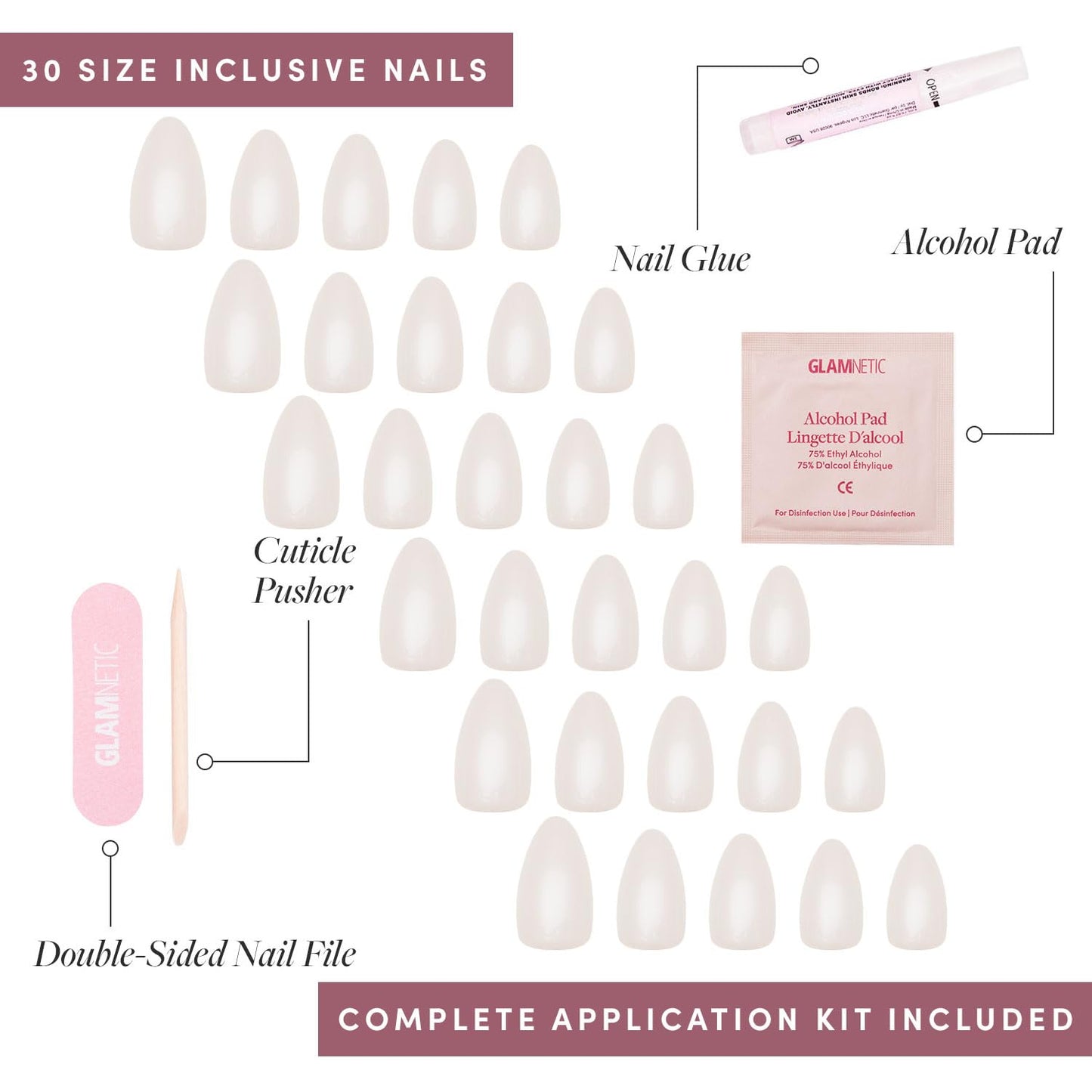 Glamnetic Press-On Nails Bundle - Cashmere Blue & Hailey | Opaque Soft Blue Short Squoval False Nails | Glazed Short Almond Fake Nails | Reusable, Salon-Quality Nail Kits
