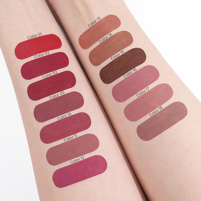 evpct Wine Red Gradient Matte Lipstick Lip Liner Crayon Combo Pencil Set for Women Long Lasting Waterproof, Plum Red Matte Cream Lip Liner and Lipstick Combo Makeup Set, Flawless Gradual Ombre Effect