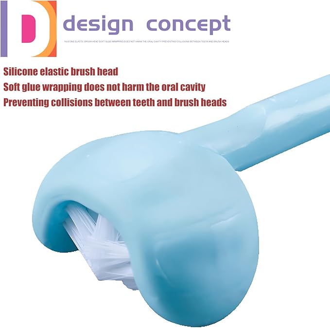 3 Sided Autism Toothbrush Three Bristles for Special Needs Adult Soft Bristles Soft and Gentle for Complete Tooth and Gum Care (Blue 1PCS)