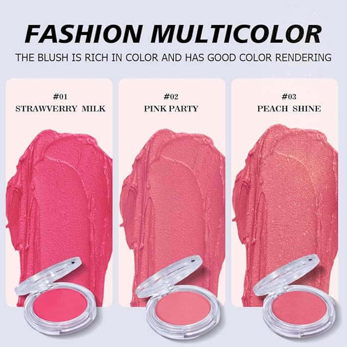 Blush Palette, Long Lasting Waterproof Matte Powder Blush, Buildable Smooth Blendable Color with Natural Finish, Perfect for Daily Makeup and Every Look(03 PEACH SHINE)